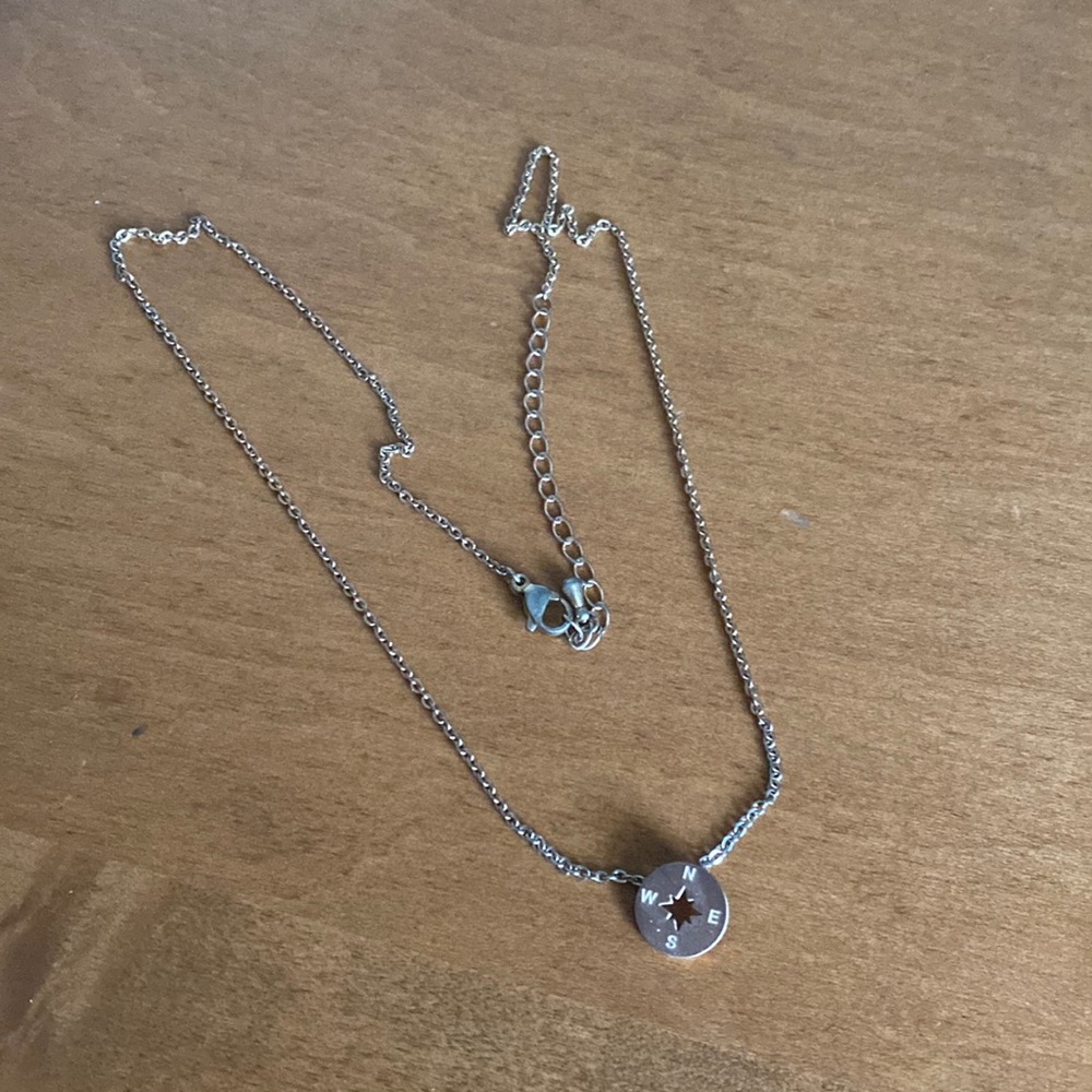 Rose gold compass necklace with chain